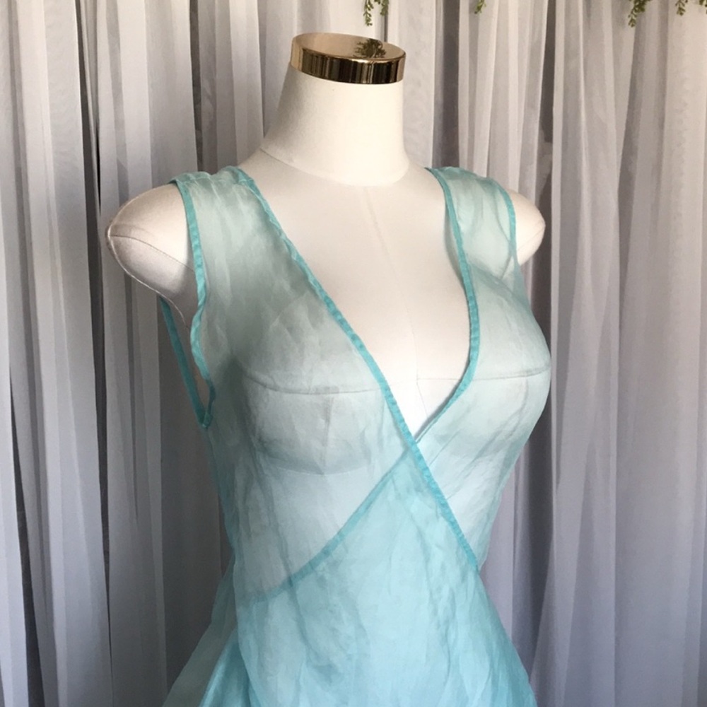 Cult Gaia Sheer Dress in Aqua